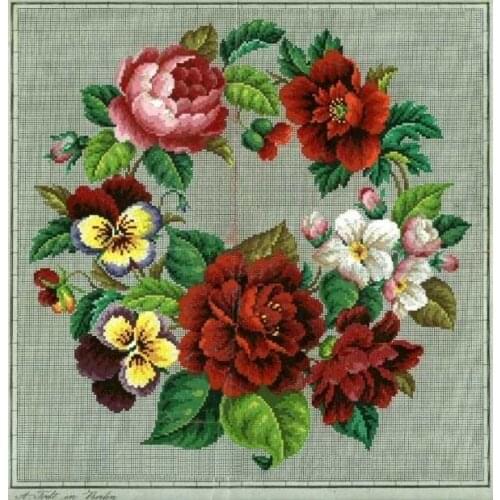 Poppy flower pansy and peony wreath 46-46 Cross Stitch Kit Packages Counted Cross-Stitching Kits Cross stich Painting Set