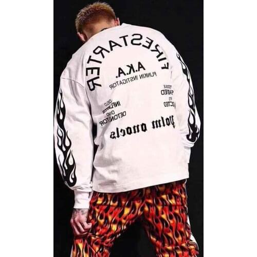 High quality Palm Angels coconut tree skull men women same paragraph loose shoulder long-sleeved T-shirt