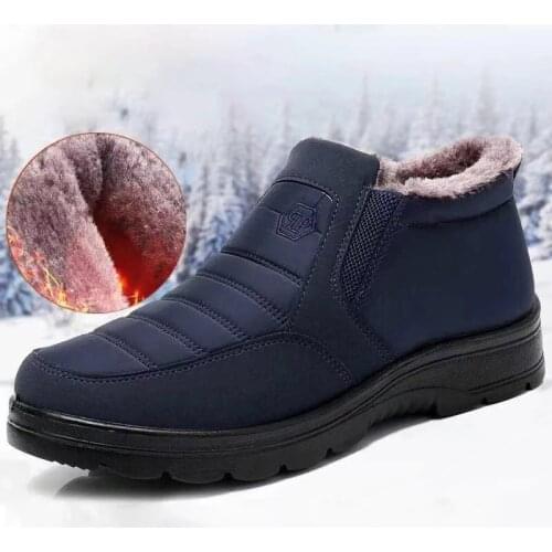 Winter Snow Boots Men Slip on Ankle Boots Warm Fur Comfortable Sneakers Non-slip Waterproof 2021 New Botas Men Shoes Zapatos