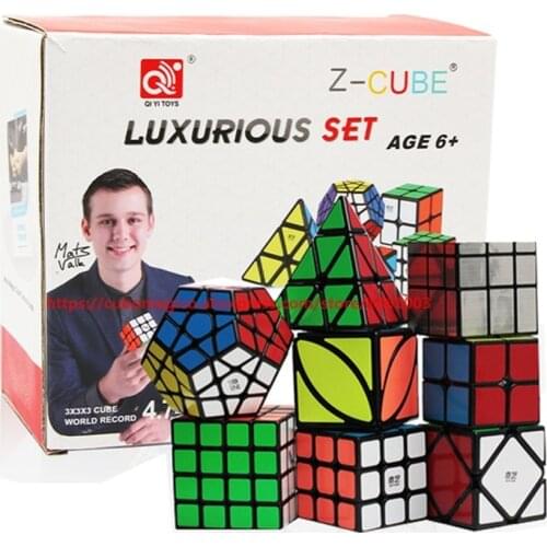 Moyu Qiyi Magic Cube Set 2x2x2 3x3x3 4x4x4 Profissional Skew Educational Pyramid Rainbow Ball Cast Coated Megaminx Cubes Set Toy