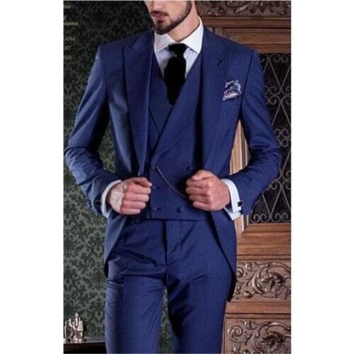 New Men’s Suit Smolking Noivo Terno Slim Fit Easculino Evening Suits For Men Tailcoat Groom Tuxedos Peaked Lapel Best Wedding Pr