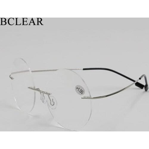 New Arrival Anti-blue Ray Retro Round Rimless Memory Titanium Flexible Eyeglasses Fashion Reading Glasses Men Women +1.00~+4.00
