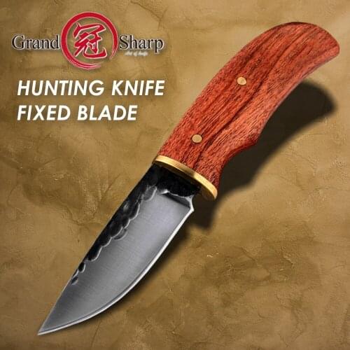 Hunting Knife Hand Forged High Carbon Steel Wooden Handle Survival Tactical Pocket Knives Home Camping Fishing BBQ Outdoor Tools