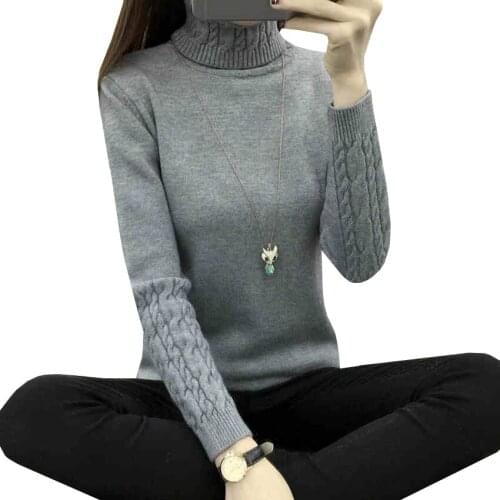 Autumn Winter Women Turtleneck Sweater Long Sleeve Knitted Pullovers Solid Slim Knitwear Casual Basic Sweaters Female Tops SF451