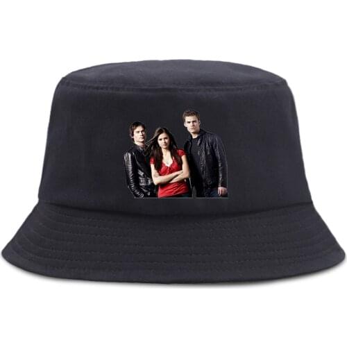 Vampire Diaries Bucket Hats Summer Women Men Casual Foldable Fisherman Hat Harajuku Hip Hop Beach Panama Cap