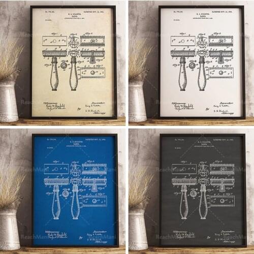 Impression Razor Patent. Art de mur de salle de bains. Affiche de rasage. L’art mural mens. Cadeau pour les hommes. Impression d