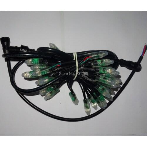 50pcs DC5V input IP68 WS2811 LED pixel light,all BLACK wire,input end 2m long 4core male conector(work with Sandevices contro