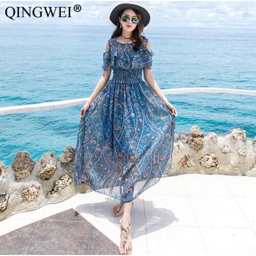 Летние платья с открытыми плечами QINGWEI China At AliExpress
