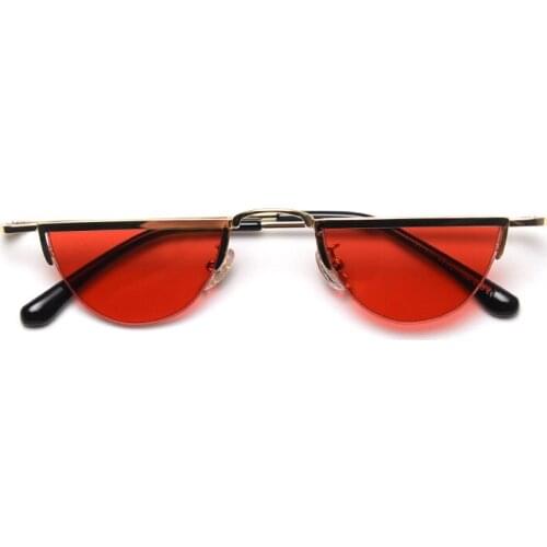 Luxury Fashion Half Frame Oval Sunglasses Women Vintage Red Sun Glasses Shades For Men Mirror Eyewear Ladies Sun Glasses UV NX