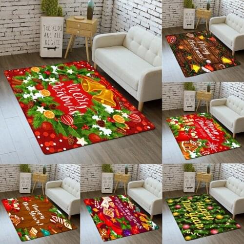 Merry Christmas Pattern Soft Anti-skid Carpet Non-slip Floor Mats Area Rug Living Room Bedroom Decor Rugs for Bedroom