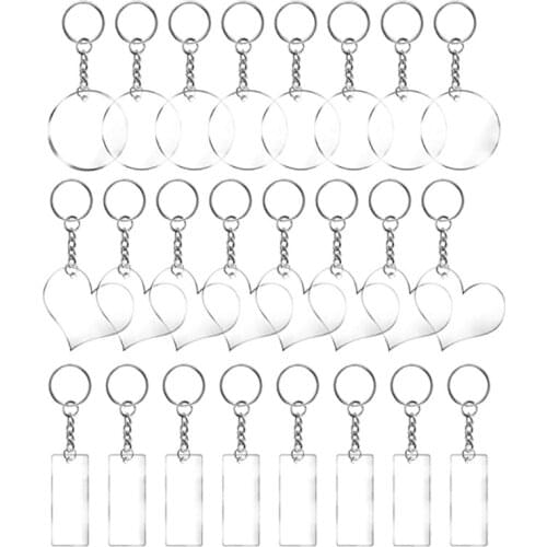 Heart Shape Round Shape Acrylic Clear Keychains Set for DIY Crafts Gift Tags