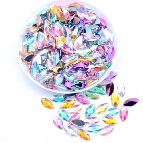 Nail Rhinestones Flatback 5x10mm 5000pcs Marquise Pointed AB Colors Eye Beads Glue On Dress DIY Jewelry Nails Art Charms