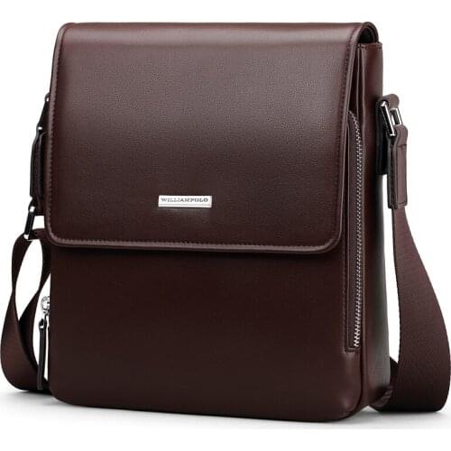 WILLIAMPOLO shoulder bag mens messenger bag backpack mens bag business leather bag anti-theft waterproof mens bag horizontal