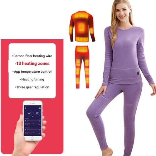 Warm Winter Underwear Suit Intelligent APP Temperature Control Coldproof Electric Heating Clothes Multi Areas Heating Jacket