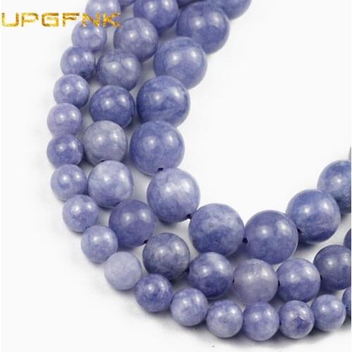 UPGFNK Natural royalblue sea stone Beads Round Loose Beads For Jewelry Making DIY Bracelets Accessories 15"Strand 6/8/10/12mm