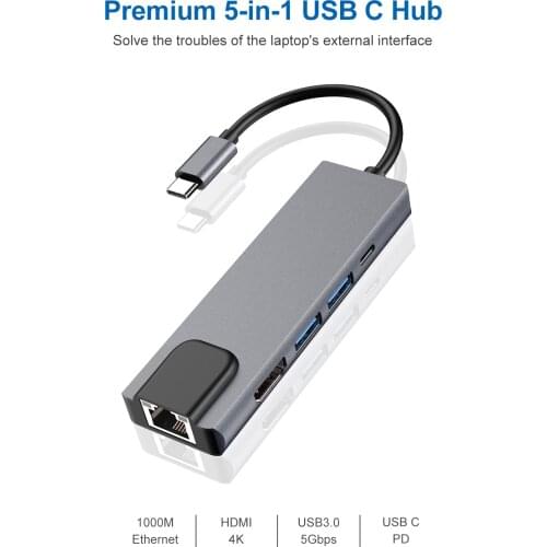 Usb tipo c hub hdmi 4k usb c hub para gigabit ethernet rj45 lan usb 3.0 adaptador para macbook ar pro thunderbolt 3 USB-C carreg