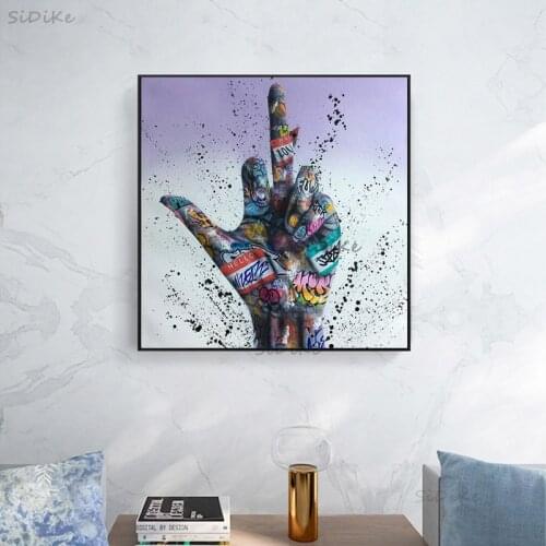 Gesture Inspirational Graffiti Art Posters and Prints Hip Hop Canvas Painting on The Wall Art Picture for Living Room Decor