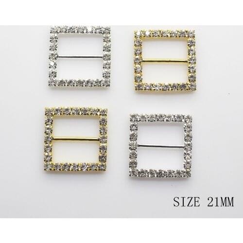 ZMASEY Square Buckles 10Pcs/Lot 20MM Diamond Buckle Diy Crystal Decoration Hair Ribbon Hankwork Accessorie