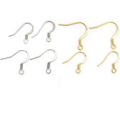 20 PCs 316 Stainless Steel Ear Wire Hooks Earring Findings Light Gold Color Silver Color For DIY Earring Jewelry Making