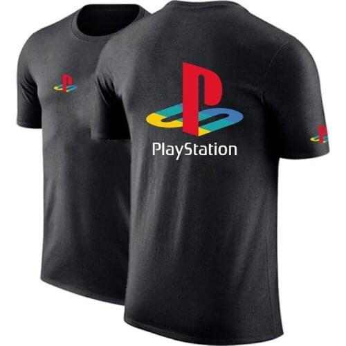 2021 Summer PlayStation Logo Men Customize T shirt Solid Color Unisex Cotton Fashion Tops High street CasualTees E