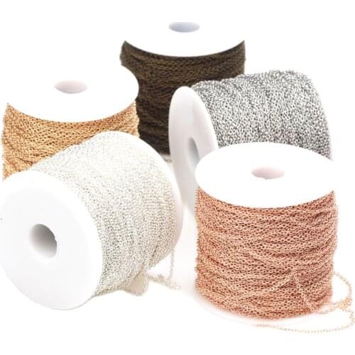 OlingArt 5M/lot 1.5*1.8MM Silver plated/Bronze/KC Gold Plated oval Shape Link Chains For bracelet necklace DIY Jewelry making