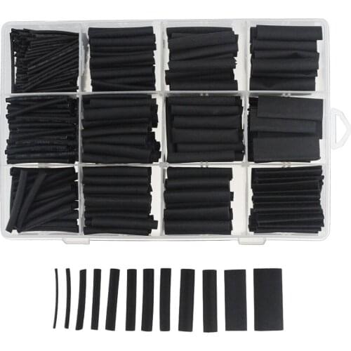 625PCS/Box Black Heat Shrink Tubing 2:1 Electronic DIY Kit Insulated Polyolefin Sheathed Shrink Tubing Cables Tube