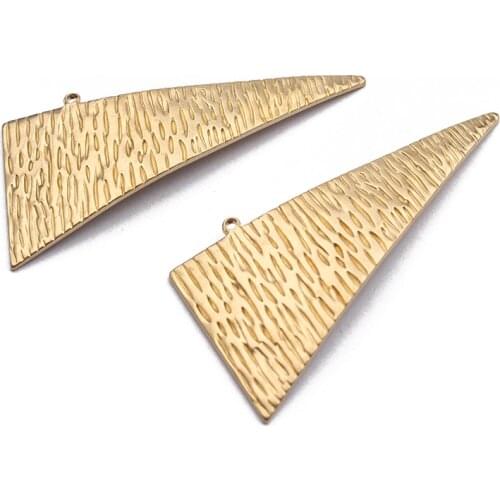 8pcs 51x24mm Fashion Textured Brass Triangle Charms Pendant For Handmade Earrings Necklace Jewelry Findings Making