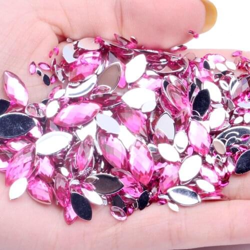 Acrylic Rhinestones Marquise Earth Facets 4x8mm 2000pcs Many Colors Flat Back Acrylic Shape Glue On Beads Decorate DIY