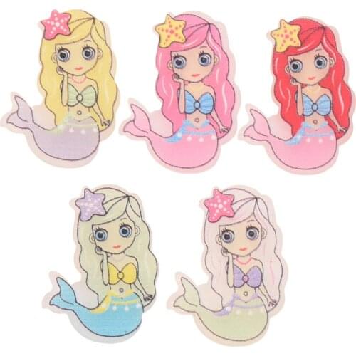 40PCS Kawaii 0.8inch Mermaid Cartoon Hair Accessories Supplies for Hair Bows Center Hair Ring Making Embellishments DIY Headwrap