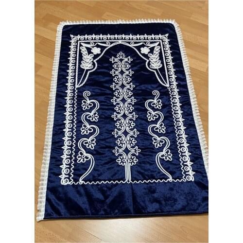 Velvet Cream lilac Prayer Rug Navy Blue Prayer Rug Luxury Dowry Holder Cross-stitch Embroidered Satin Prayer Rug Mevlid Gift