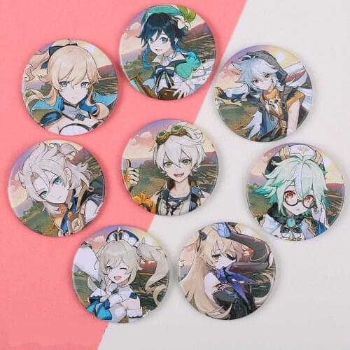 Genshin Impact Badge Brooch Anime Game Figure Mondstadt Kaeya Lisa Venti Klee Cosplay Lapel Pin Jewelry