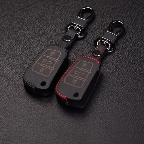 Genuine Leather Car Key Cover For Audi A3 Q3 Q5 A6 C5 C6 A4 B6 B7 B8 TT 80 S6 Car Key 3 Button Car Key Leather Case Protection