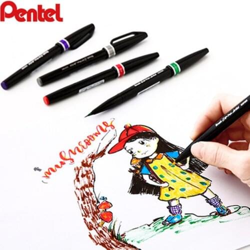 Pentel Color Soft Pen 1 pcs SESF30C-BX Scientific Brush Very Fine Soft Pen Flower Style English Beautiful Speed Dry Ink