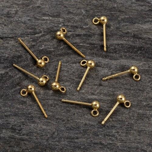 Cheap jewelry 2019 hot new Wholesale Silver Ear Nail Accessories Beans With Ring Earrings Needle Gold Diy Jewelry Accessories