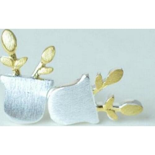 Hot Sale New Fashion Delicate Personality Creative 925 Sterling Silver Jewelry Drawing Potted Earrings SE55
