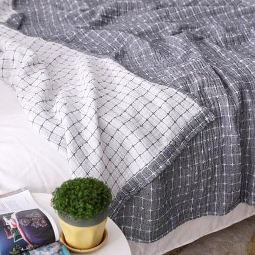 Cotton Plaid Blanket for Bed Thin Summer Quilt Autumn Bed Sheet Gauze Bedspread Bed Cover for Double Bed Sofa Throw Blankets