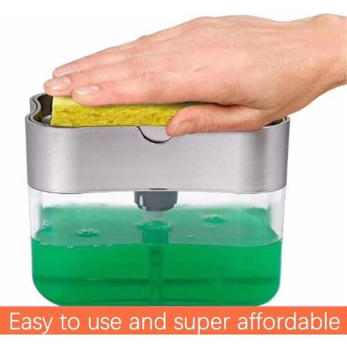 2 in 1 sponge box with sponge soap dispenser double layer kitchen plastic soap dispenser sponge scrubber sponge rack