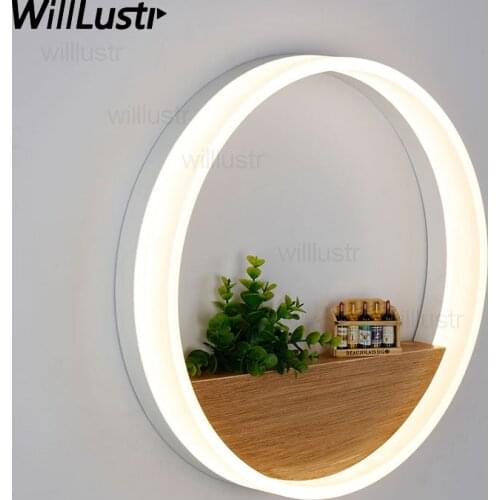 Round PMMA LED wall sconce light wood decor acrylic ring lobby bedroom hotel corridor restaurant dinning room bar loft wall lamp