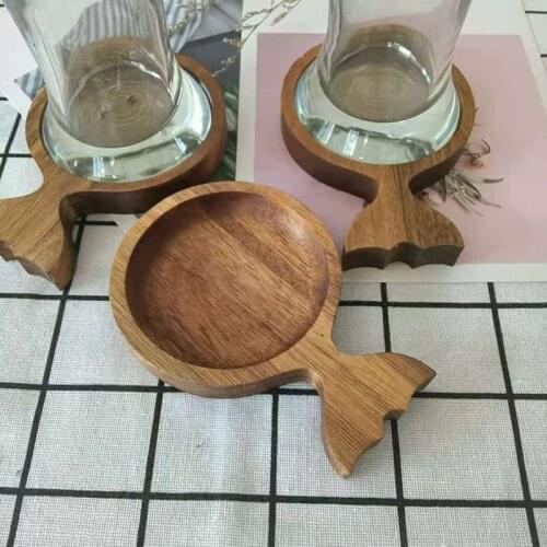 Small Wood Dessert Plate Cute Mini Fish shape Fruit Tray Sushi Plate Dipping Sauce Dish Wood Coaster Cup Mat Wooden Utensils 1pc