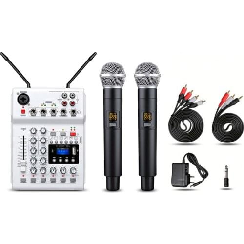 Manchez T22 Mixer Audio Console USB DJ mini with 2-channel UHF wireless microphone