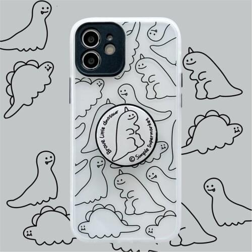 Cute dinosaur stand holder phone case for apple iphone 7 8 plus X XS MAX XR 11 12 pro max 12mini lovely cases transparent cover
