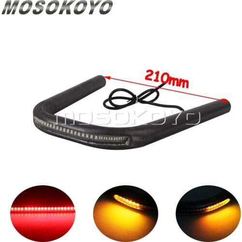 Motorcycle 7/8" Tube 210mm Wide Rear Seat Hoop Loop with LED Tail Brake Turn Signal Light for Honda Cafe Racer Kawasaki Yamaha