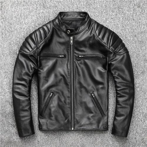 Mens Jacket Real Cowhide Coat Spring Autumn Genuine Leather Jackets for Men 2020 Chaqueta Cuero Hombre KJ2906