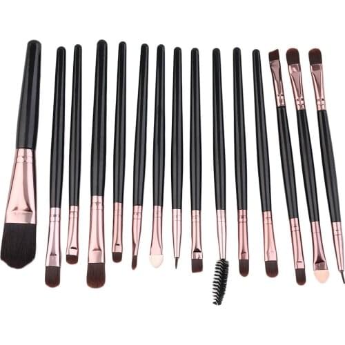 Nylon Hair And Plastic Handle Makeup Brushes Set Of 15 Pieces Professional Brushes Pack Complete Make-Up Brushes