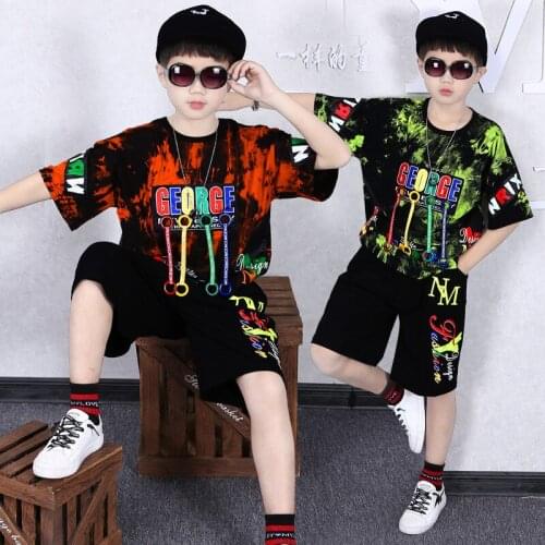 4-14 Years Summer Boy Clothing Set 2021 New Fashion Casual Active T-shirt+ Pant Kid Children Boy Teenager Clothing