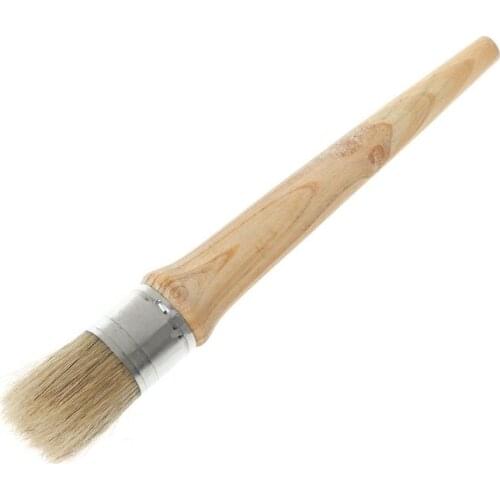 20/25/30mm Professional Round Long Chalk Paint Wax Brush Natural Bristles Wooden Handle Painting Waxing Furniture Stencils