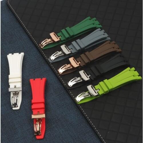 Folding Buckle 26mm Nature Silicone Rubber Watchband for AP Strap For Audemars And Piguet watch band 15400/26470/15703