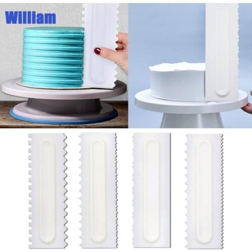 WILLIAM home cream scraper comb plastic scraper sugar cake modeling decorative tools Kitchen Baking Mold