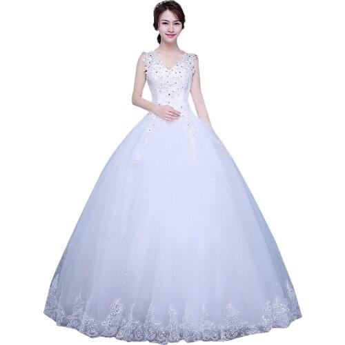 Wedding Dress Bride Simple Lace Up Wedding Dresses Plus Size Princess V-neck Ball Gowns Dresses