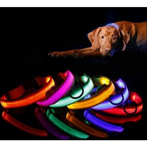 LED Nylon Pet Dog Collar Night Safety LED Light Small Dog Pet Leash Dog Collar Flashing Safety Collar LX1008